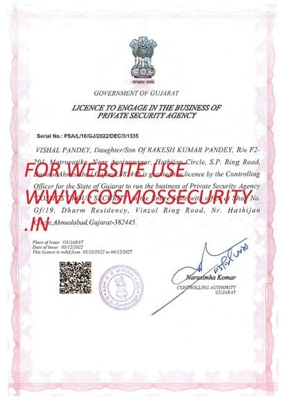 COSMOS GROUP SECURITY PSARA Licence